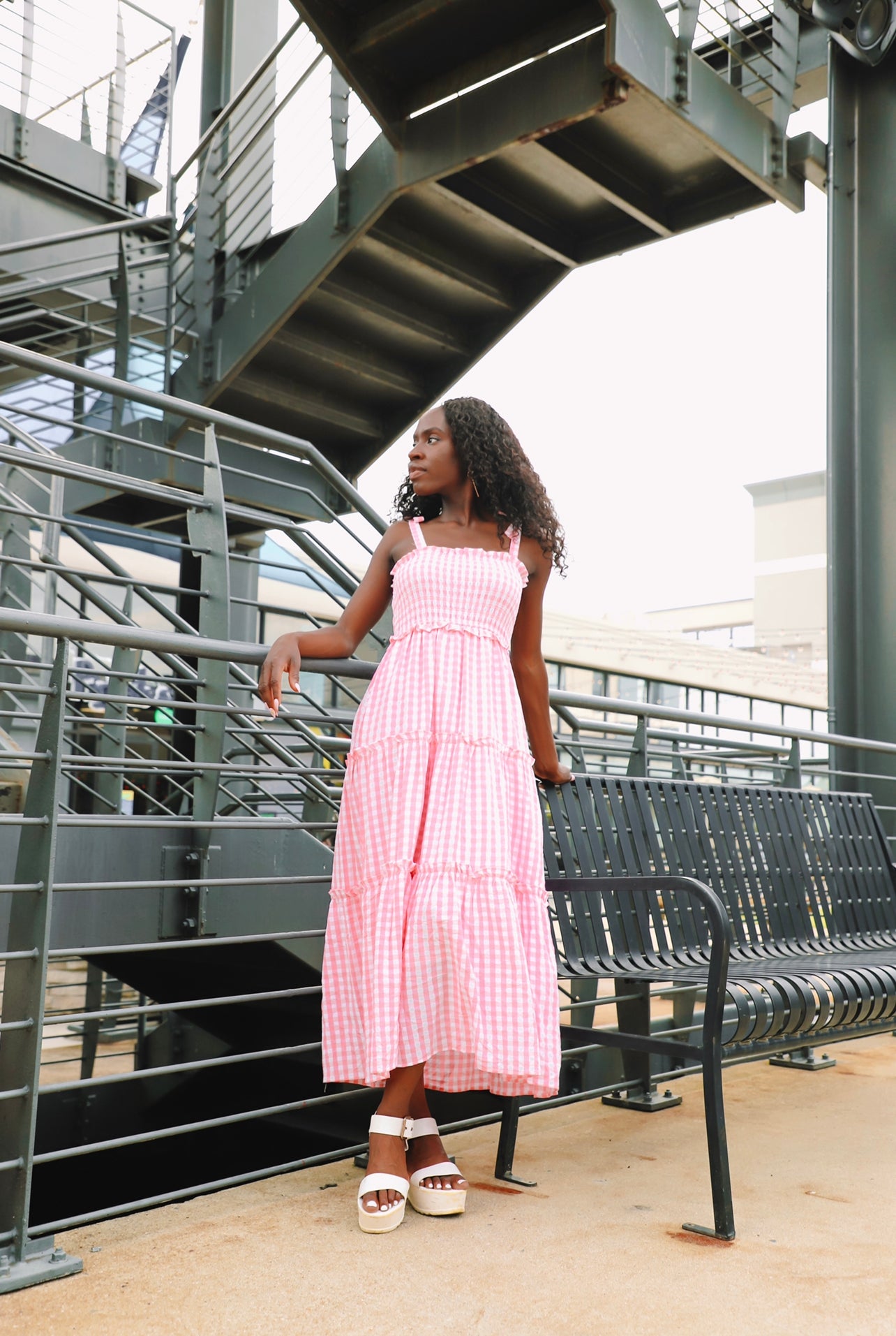 Pretty In Pink Gingham Maxi Dress – Strenity