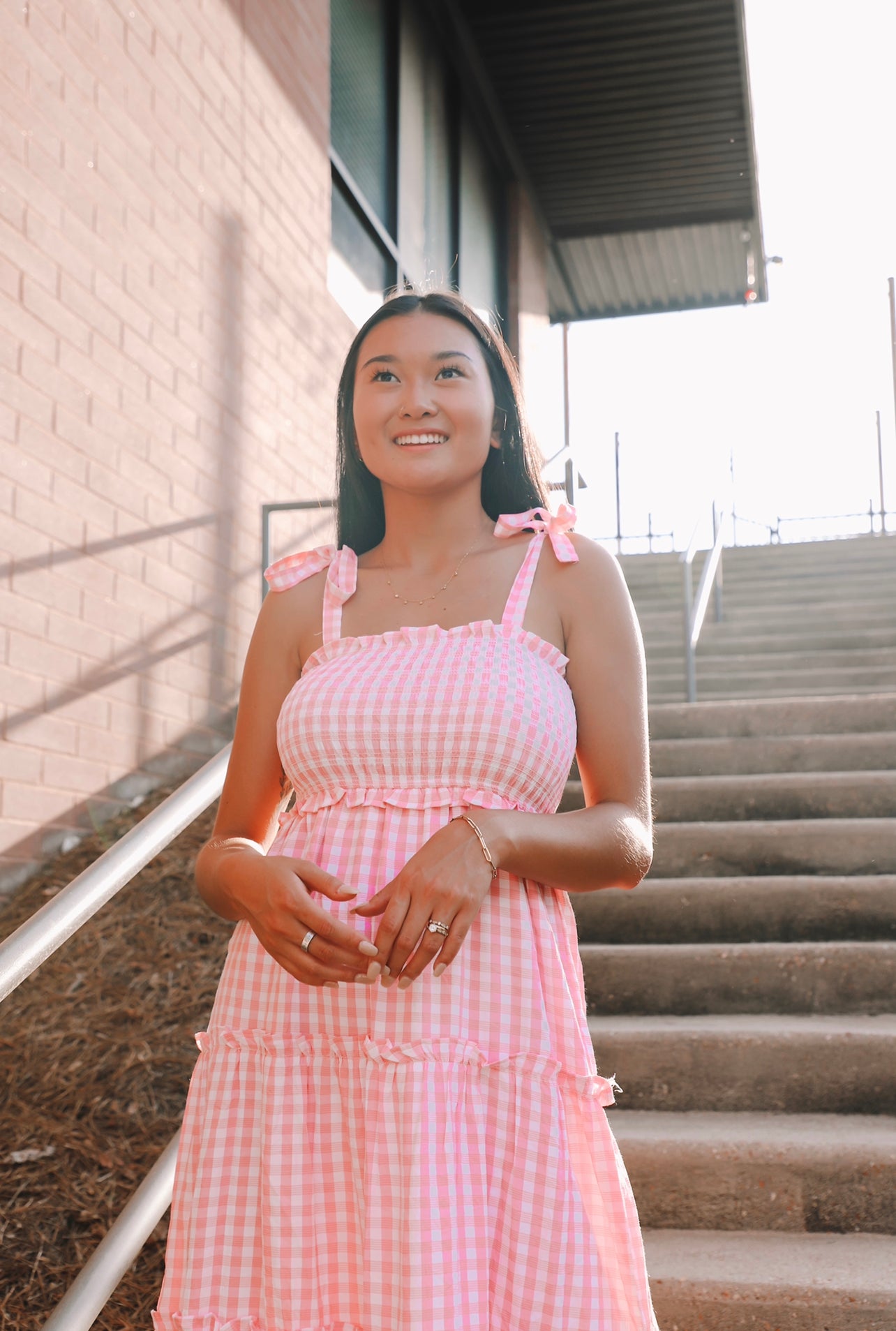 gingham dress pink Pretty In Pink Gingham Maxi Dress – Strenity