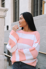 Load image into Gallery viewer, Full Of Pink Ribbed Stripe Sweater
